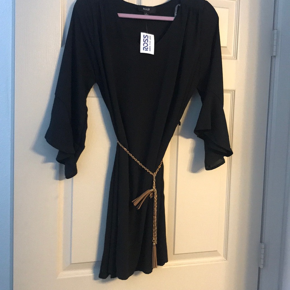 Ross Black Dress with Gold belt